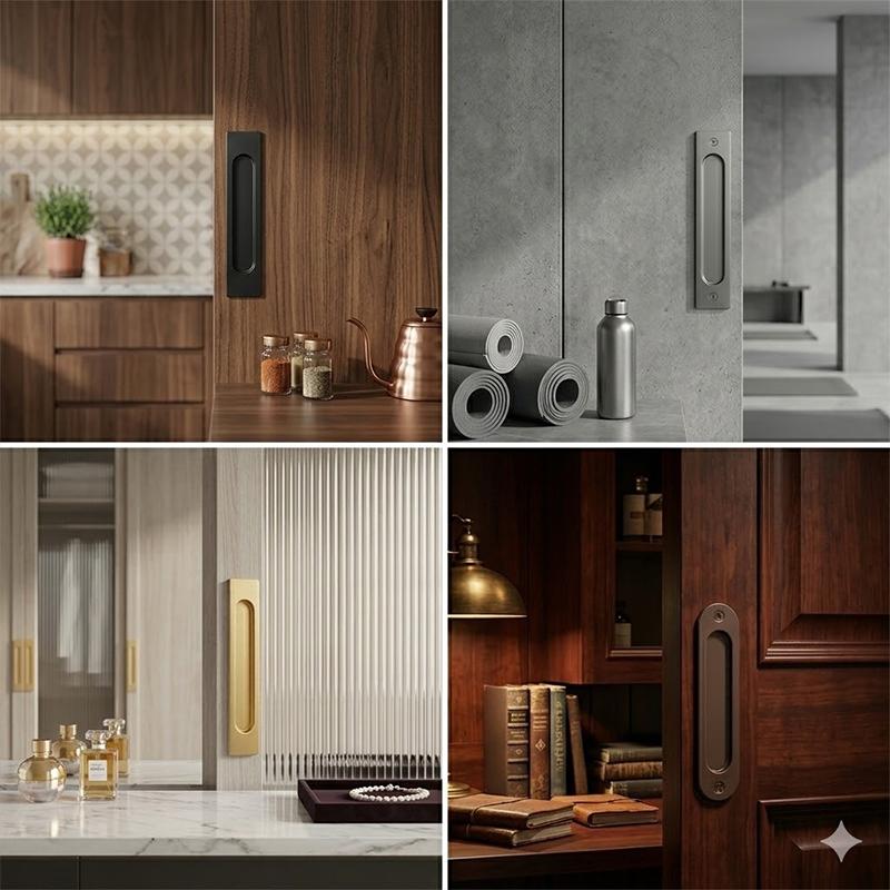 Kitchen Baking Cabinet - 펀치프리 슬라이딩 도어 핸들 알루미늄 합금