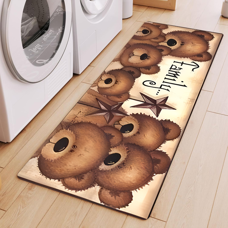 Kitchen Living Baking Mats - 빨간색 체크무늬 테두리 만화 캐릭터 베이킹